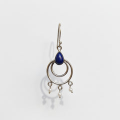 Fusionari 925 Sterling Silver Lapis Earrings for Women | Handcrafted Blue Gemstone Jewelry | Classic and Stylish Design | Size 4.1x1.7 cm
