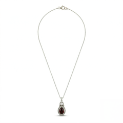 925 Sterling Silver Garnet Pendant with 18 Inch Chain |  Gemstone Pendant Necklace | Handmade Daily Wear Jewelry