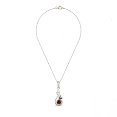 925 Sterling Silver Garnet Pendant with 18 Inch Chain |  Gemstone Pendant Necklace | Elegant Silver Jewelry Gift
