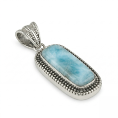 925 Sterling Silver Larimar Pendant with 18 Inch Chain |  Larimar Pendant Necklace | Elegant Handmade Jewelry Gift