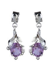 925 Sterling Silver Amethyst Earrings for Women Handmade Gemstone Jewelry Elegant Party Wear Gift