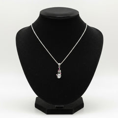 Fusionari 925 Sterling Silver Moonstone Pendant Necklace for Women with 18" Chain | Handcrafted White Healing Gem Jewelry | Size 3.9x1.3 cm
