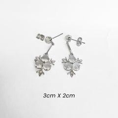 Fusionari 925 Sterling Silver Moonstone Earrings for Women | Handmade White Gemstone Jewelry | Elegant Design | Size 4x1.7 cm