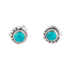 925 Sterling Silver Turquoise Eartop for Women | Natural Gemstone Stud Earrings | Handmade Jewelry