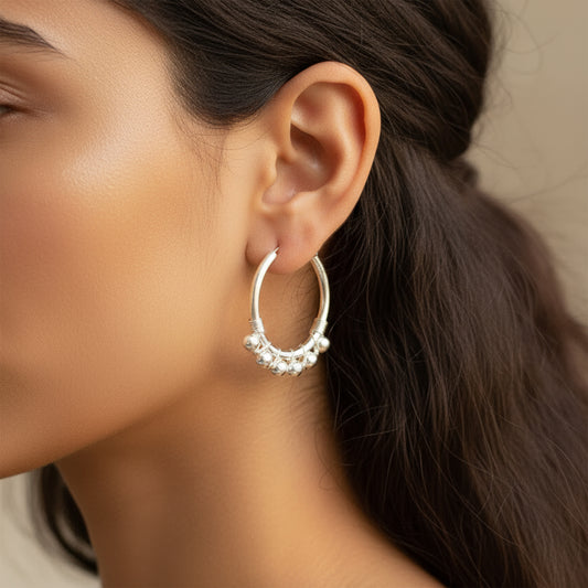 Fusionari 925 Sterling Silver Hoop Earrings for Women | Handmade Minimalist Silver Jewelry | Daily Wear & Party Look | Size 2.2x1.8 cm