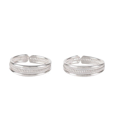 Fusionari 925 Sterling Silver Adjustable Toe Ring for Women | Handmade Minimalist Jewelry | White Silver Finish | Size 1.7 cm | One Pair