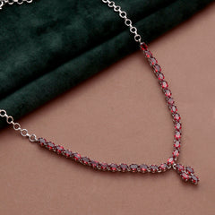 925 Sterling Silver Garnet Pendant Necklace with 18" Chain for Women | Designer Gemstone Jewelry | Party Wear Gift