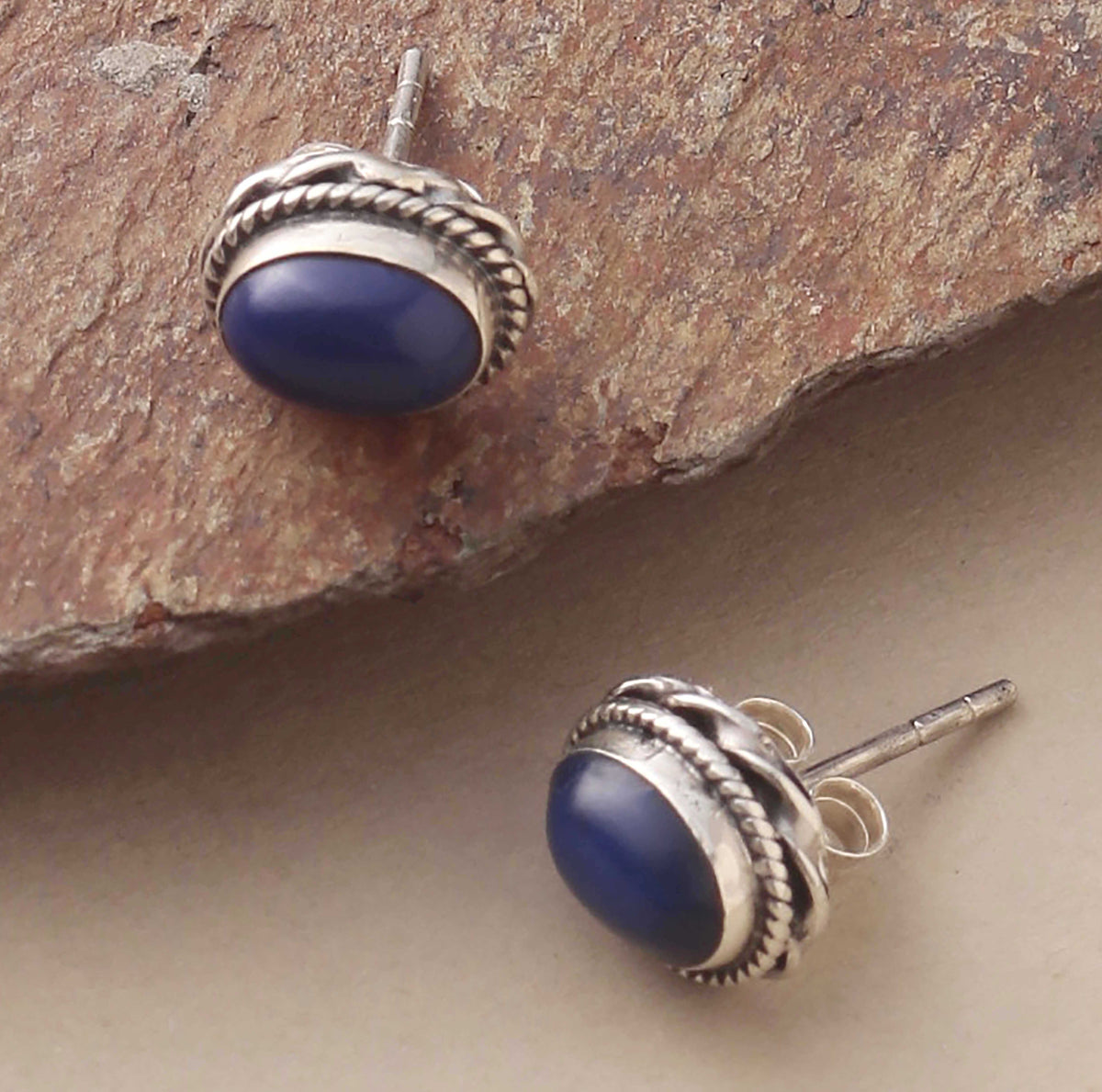 925 Sterling Silver Lapis Eartops for Women | Natural Gemstone Jewelry | Elegant Gift