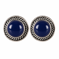 925 Sterling Silver Lapis Stud Earrings for Women | HandCrafted jewellery |