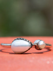 925 Sterling Silver Pearl Ring for Women Handmade Gemstone Ring Adjustable Statement Jewelry Birthday Gift