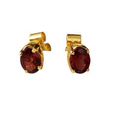 Cherry – Garnet Gold-Plated Stud Earrings