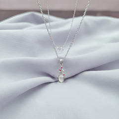 Fusionari 925 Sterling Silver Moonstone Pendant Necklace for Women with 18" Chain | Handcrafted White Healing Gem Jewelry | Size 3.9x1.3 cm