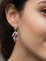 925 Sterling Silver Garnet Earrings for Women Handmade Gemstone Jewelry Elegant Party Wear Gift