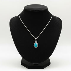 Fusionari 925 Sterling Silver Turquoise Pendant Necklace for Women with 18" Chain | Handmade Blue Gemstone Jewelry | Size 2.5x1.4 cm