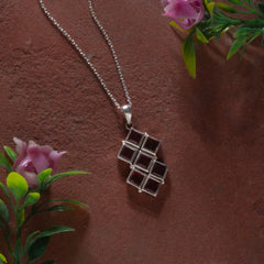 925 Sterling Silver Garnet Pendant with 18 Inch Chain |  Gemstone Pendant Necklace | Handmade Silver Jewelry Gift