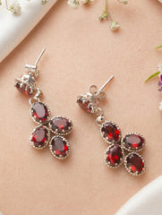 925 Sterling Silver Garnet Earrings for Women Handmade Gemstone Jewelry Elegant Party Wear Gift
