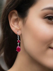 925 Sterling Silver Ruby Earrings for Women Handmade Gemstone Jewelry Elegant Party Wear Gift