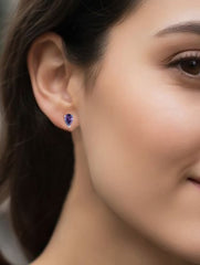 925 Sterling Silver Amethyst Stud for Women Handmade Gemstone Jewelry Elegant Party Wear Gift
