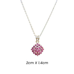 Fusionari 925 Sterling Silver Ruby Pendant Necklace for Women with 18" Chain | Elegant Handmade Pink Gemstone Jewelry | Size 2.1x1.4 cm