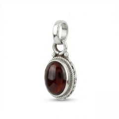 925 Sterling Silver Garnet Pendant with 18 Inch Chain |  Gemstone Pendant Necklace | Handmade Daily Wear Jewelry