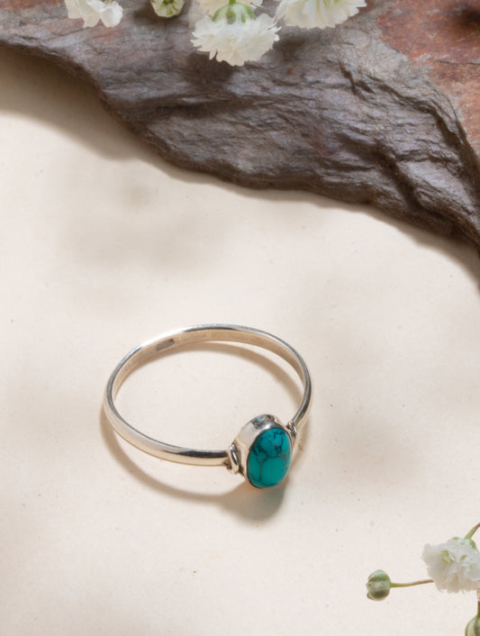 925 Sterling Silver Turquoise Ring for Women Handmade Gemstone Ring Adjustable Statement Jewelry Birthday Gift