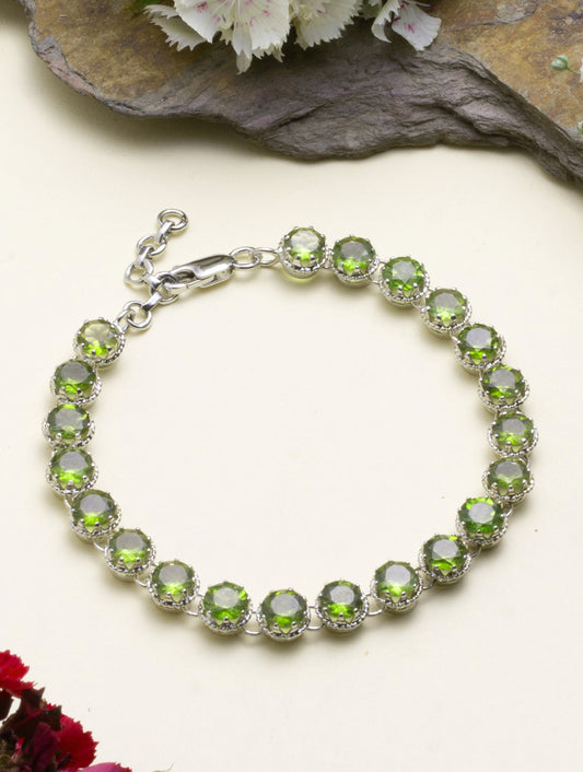 925 Sterling Silver Peridot Bracelet for Women Handmade Gemstone Bracelet Elegant Jewelry Gift for Her