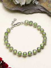 925 Sterling Silver Peridot Bracelet for Women Handmade Gemstone Bracelet Elegant Jewelry Gift for Her