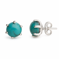 925 Silver Turquoise Gemstone Sterling Silver Eartops  Elegant Design
