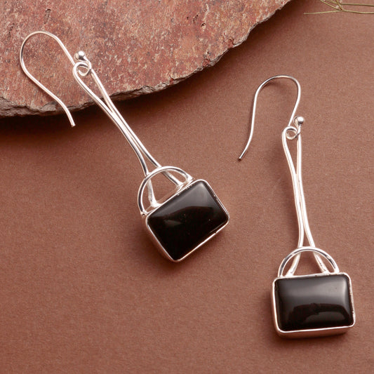 925 Sterling Silver Black Onyx Earrings for Women | Authentic Silver Jewelry | Handcrafted Elegant Gift