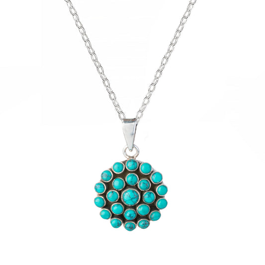 925 Sterling Silver Turquoise Pendant with 18 Inch Chain |  Gemstone Pendant Necklace | Handmade Jewelry Gift