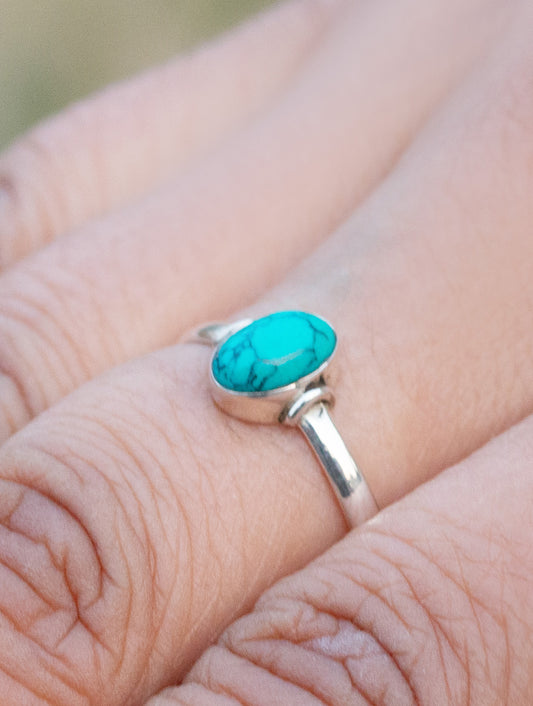 925 Sterling Silver Turquoise Ring for Women Handmade Gemstone Ring Adjustable Statement Jewelry Birthday Gift