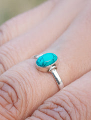 925 Sterling Silver Turquoise Ring for Women Handmade Gemstone Ring Adjustable Statement Jewelry Birthday Gift