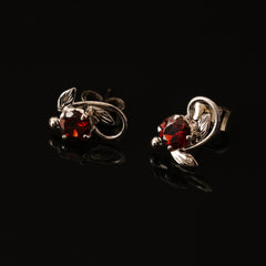 Fusionari 925 Sterling Silver Garnet Earrings for Women | Handmade Minimalist Jewelry | Unique Healing Crystal Design | Size 3x6 cm | One Pair (Copy)
