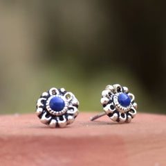 925 Sterling Silver Lapis Lazuli Eartops for Women | Authentic Silver Jewelry | Handcrafted Elegant Gift
