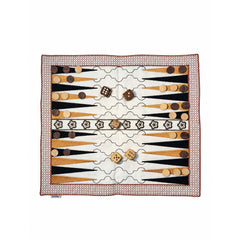 Backgammon Embroidery Fabric Game Mat with Wooden Coins and Dice, Traditional Portable Board Game