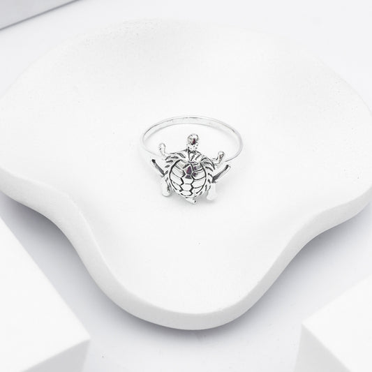 925 Sterling Silver Turtle Ring for Women | Handmade Silver Jewelry | Elegant Daily Wear Gift