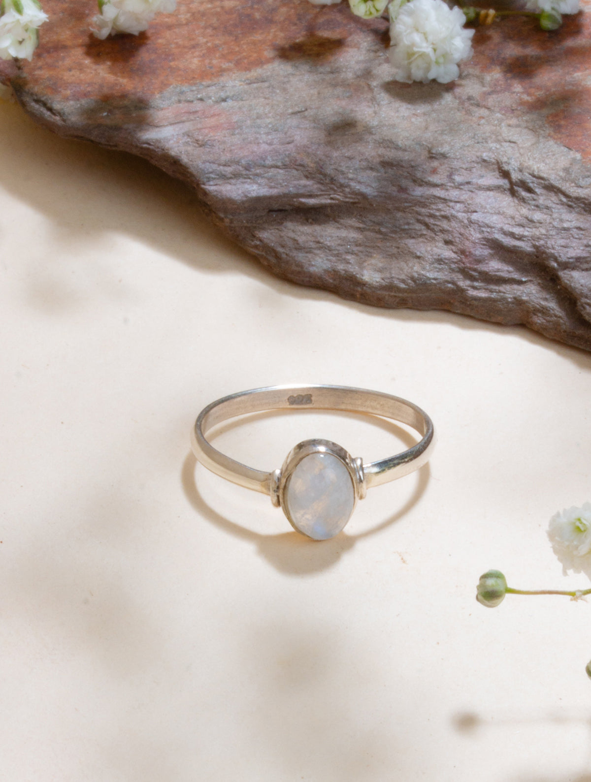925 Sterling Silver Moonstone Ring for Women Handmade Gemstone Ring Adjustable Statement Jewelry Birthday Gift