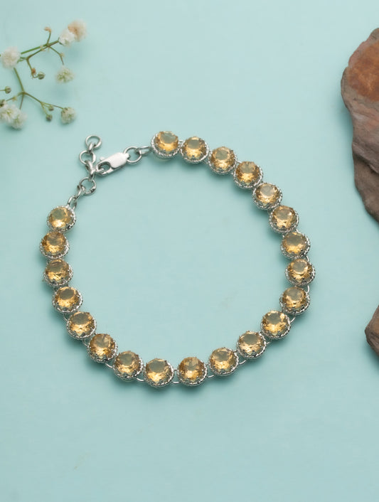 925 Sterling Silver Citrine Bracelet for Women Handmade Gemstone Bracelet Elegant Jewelry Gift for Her