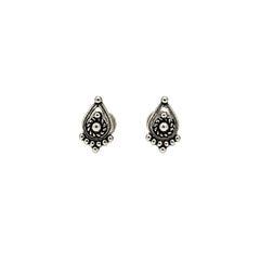 FUSIONARI 925 Sterling Silver Bali Earrings Oxidised Traditional Tribal Ethnic Handmade Jewelry Stud Design