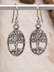 925 Sterling Silver Tree Pattern Hanging Earrings