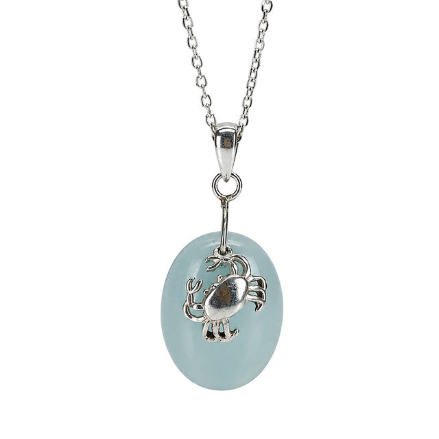 925 Sterling Silver Blue Chalcedony Gemstone Crab Pendant