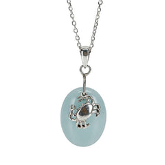 925 Sterling Silver Blue Chalcedony Gemstone Crab Pendant