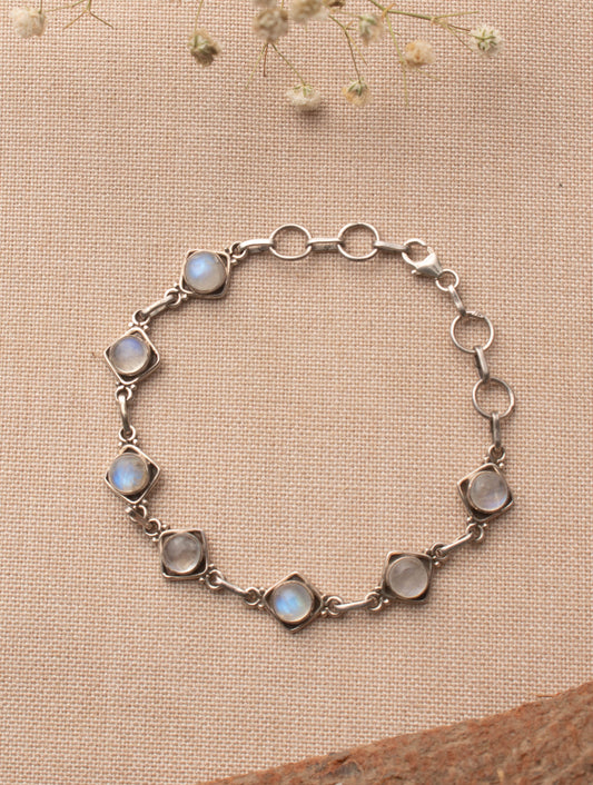 925 Sterling Silver Moonstone Bracelet for Women | Gemstone Bracelet | Handmade Silver Jewelry | Elegant Daily Wear Gift