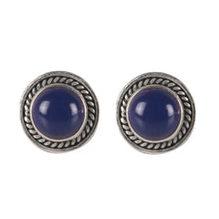 925 Sterling Silver Lapis Stud Earrings for Women | Deep Blue Handmade Push Back Eartops | Boho Daily Jewelry