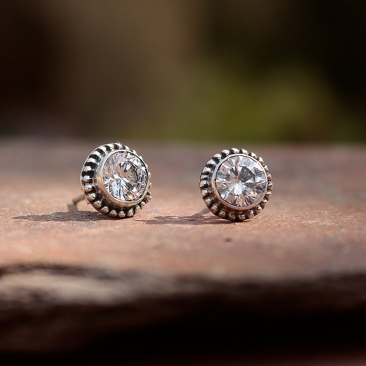 925 Sterling Silver AD Zircon Eartops for Women | Authentic Silver Jewelry | Handcrafted Elegant Gift