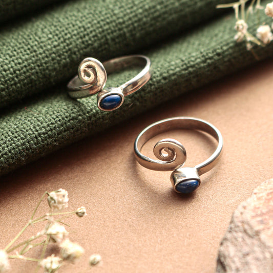 925 Sterling Silver Adjustable Lapis Toe Rings