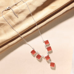 925 Sterling Silver Carnelian Pendant Necklace with 18" Chain for Women | Gemstone Jewelry | Party Wear Gift