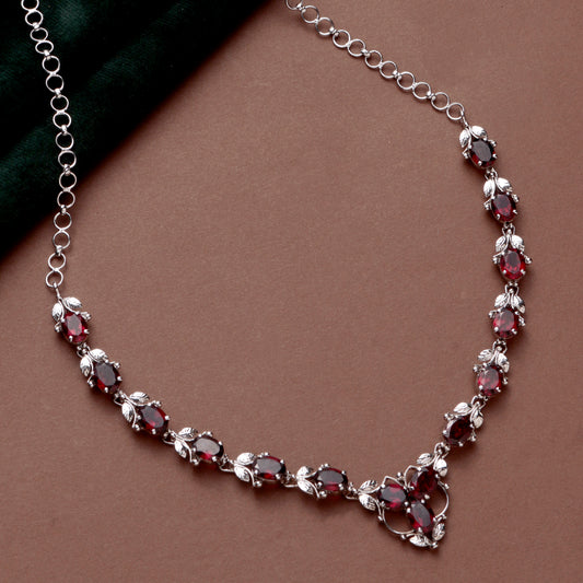925 Sterling Silver Garnet Pendant Necklace with 18" Chain for Women | Fashion Gemstone Jewelry | Wedding Gift