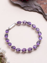925 Sterling Silver Amethyst Bracelet for Women Handmade Gemstone Bracelet Elegant Jewelry Gift for Her