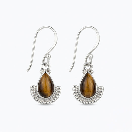 925 Sterling Silver Tiger Eye Earrings for Women |  Gemstone Stud Earrings | Handmade Protection Stone Jewelry